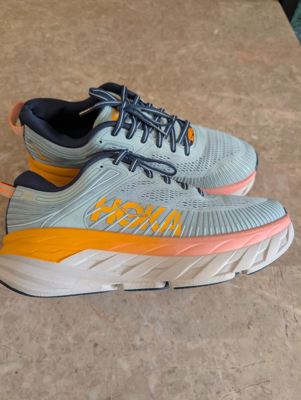 Hoka One One Bombi 7 Cushioned Running Shoes Navy/Light Blue Women's Size 8.5 - Picture 13 of 14